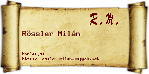 Rössler Milán névjegykártya